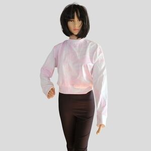 Halfheart Cropped Sweatshirt Sweater Pink Tie Dye long sleeve T32